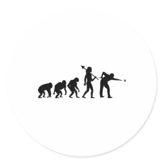 Evolution Rack Pool Billiard Player Billiards Cue  Classic Round Sticker