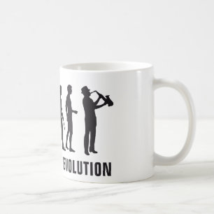 Evolution saxophon coffee mug