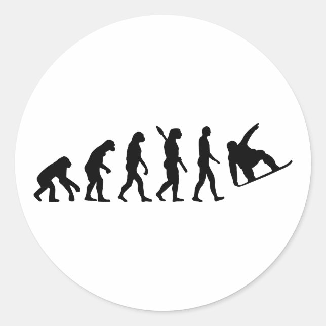 Evolution snowboarding classic round sticker (Front)