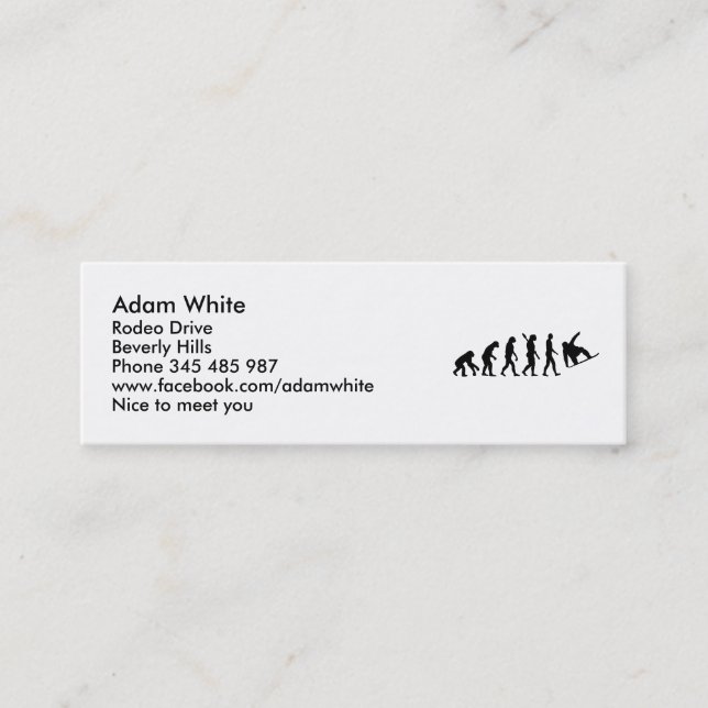 Evolution snowboarding mini business card (Front)