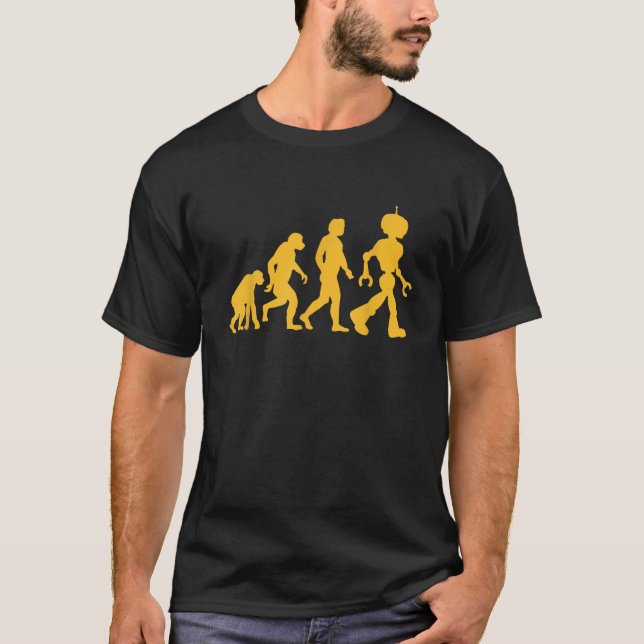 Evolution to Robot Funny Science Nerd Graphic Dark T-Shirt (Front)