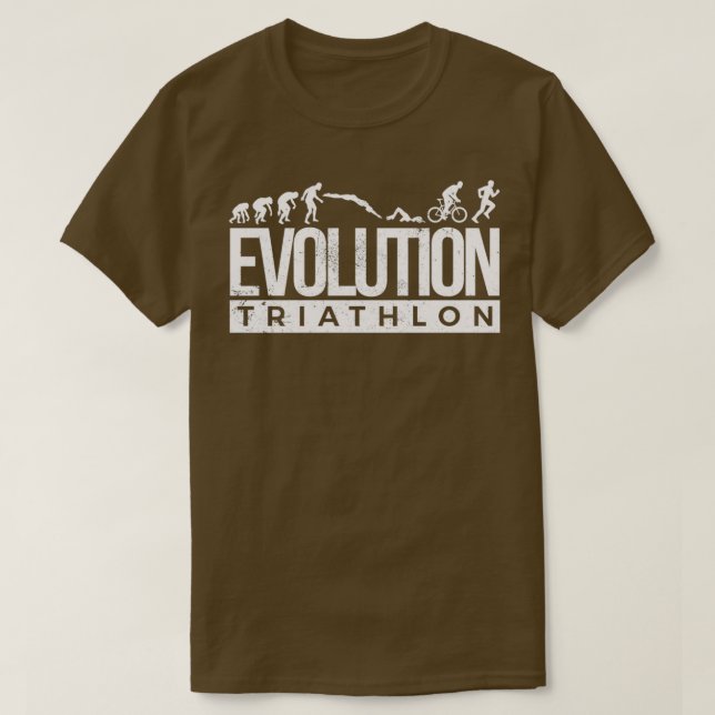 Evolution Triathlon Funny Triathlete Caveman print T-Shirt (Design Front)