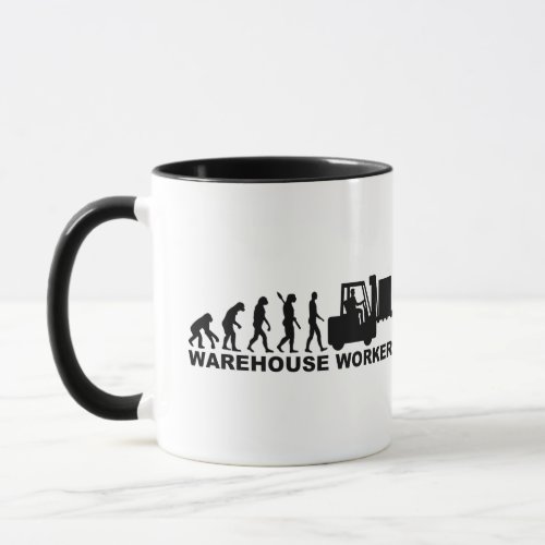 Evolution warehouse worker mug