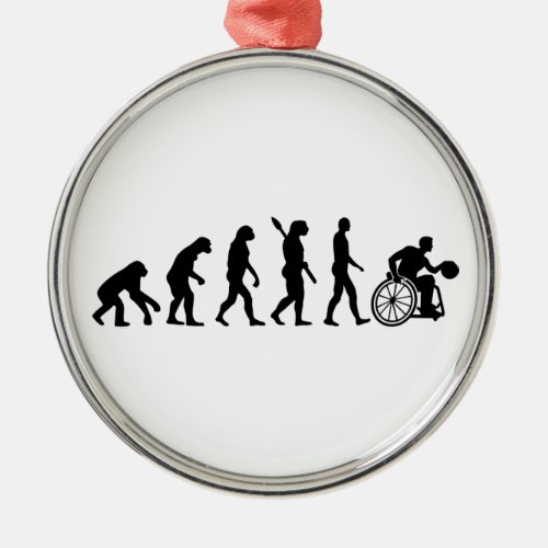 Evolution wheelchair basketball metal ornament