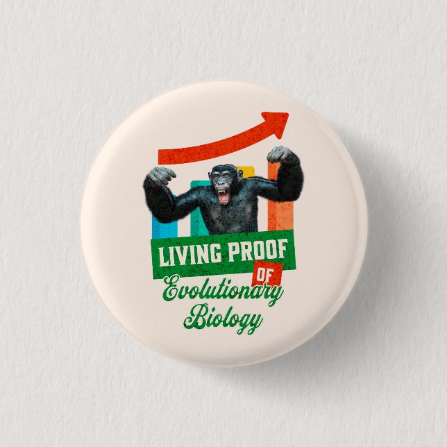 Evolutionary Biology Primate Humor Button (Front)