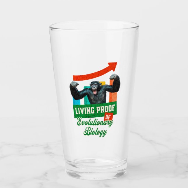 Evolutionary Biology Primate Humor Glass (Front)