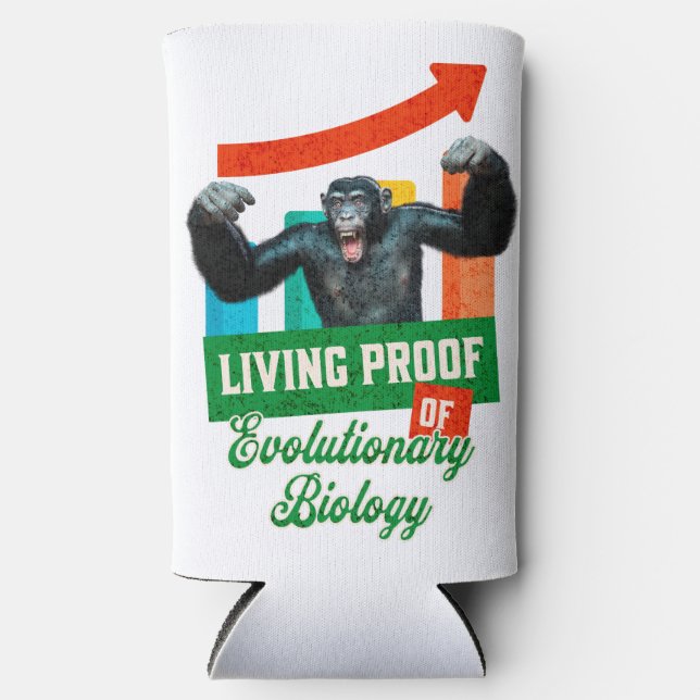 Evolutionary Biology Primate Humor Seltzer Can Cooler (Front)