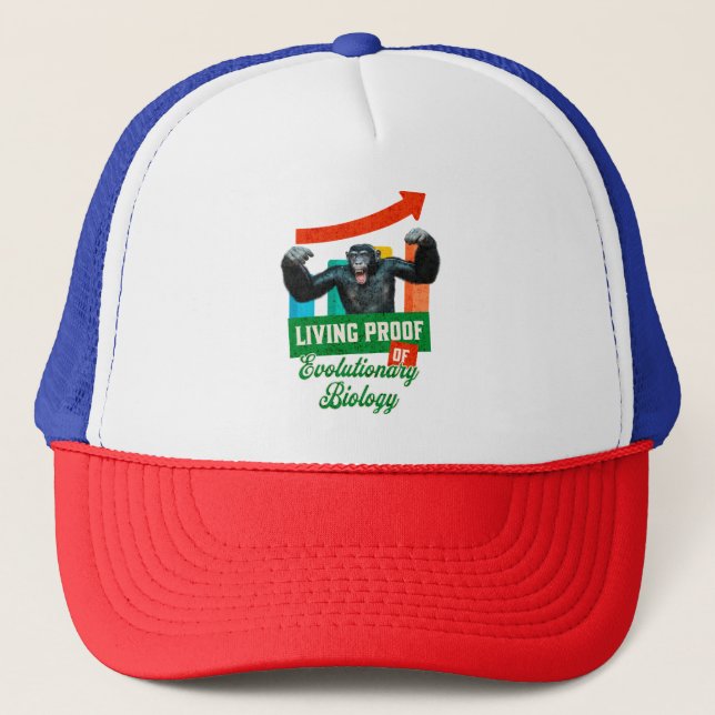 Evolutionary Biology Primate Humor Trucker Hat (Front)