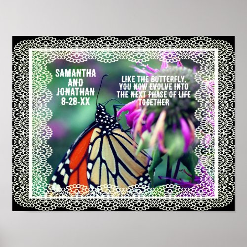 Evolve Butterfly Wedding Personalized Poster