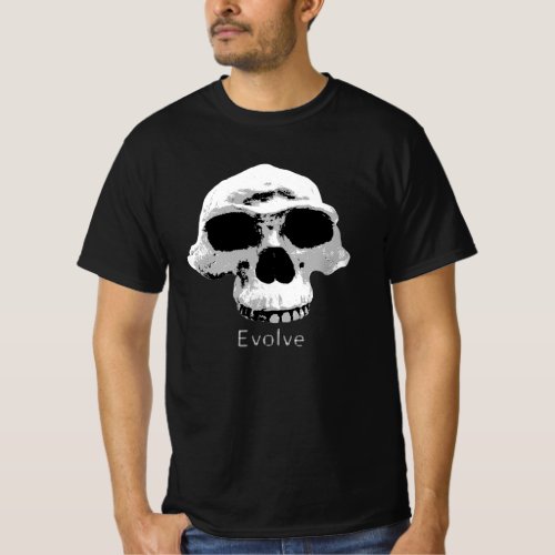 Evolve Caveman Skull Evolution T_Shirt