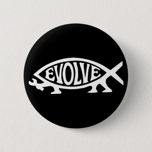 Evolve Fish Pinback Button (Front)