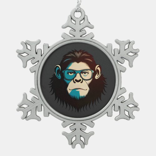 Evolved Ape  Snowflake Pewter Christmas Ornament
