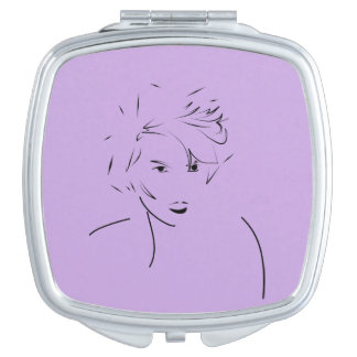Evolved Black Line Art Stylized Female Touch Compact Mirror
