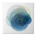 Evolving Planets - Watercolor Circles Ceramic Tile<br><div class="desc">Evolving Planets I by Grace Popp. Watercolor circles create planet-like shapes that overlap to reveal beautiful variations of blue and teal.</div>