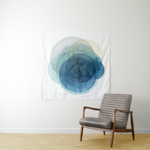 Evolving Planets - Watercolor Circles Tapestry