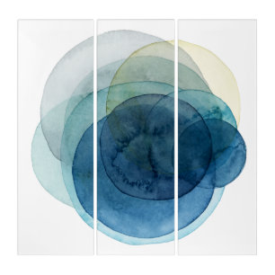 Evolving Planets - Watercolor Circles Triptych