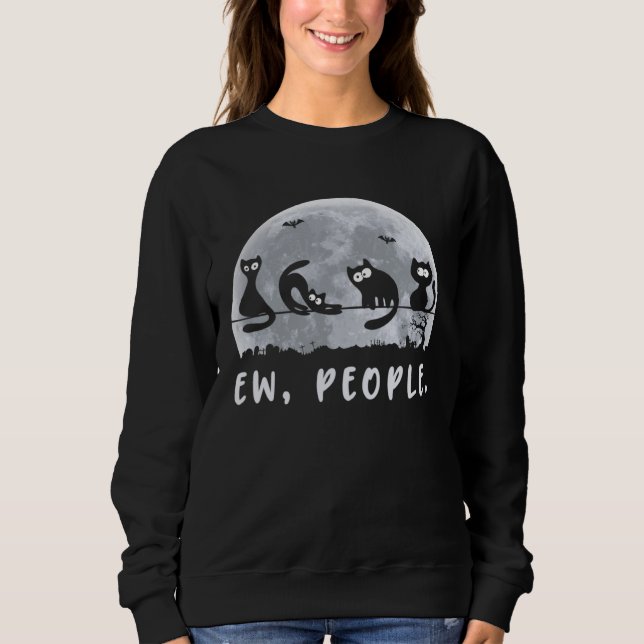 Ew People  Black Cat Halloween Costume Cute Kitty  Sweatshirt (Front)