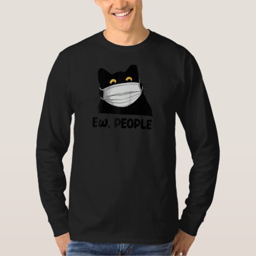Ew People  Black Cat Mask For Women Men Fun Cat Sa T_Shirt