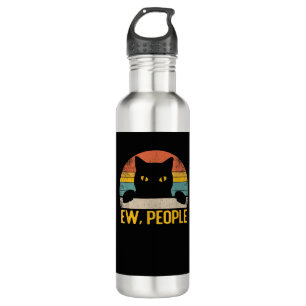 Ew, People Black Cat Vintage Retro – Funny Cat_1 Stainless Steel Water Bottle
