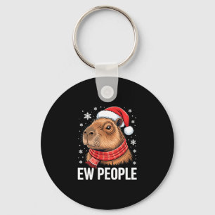 Ew People Capybara Christmas Funny Introvert Holid Keychain