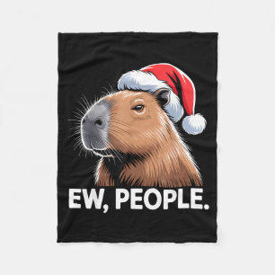 Ew People Capybara Christmas Humor Fleece Blanket