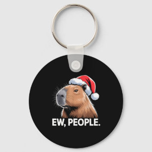 Ew People Capybara Christmas Humor Keychain