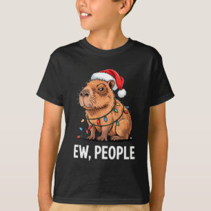 Ew People Capybara Christmas Lights Funny Introver T-Shirt