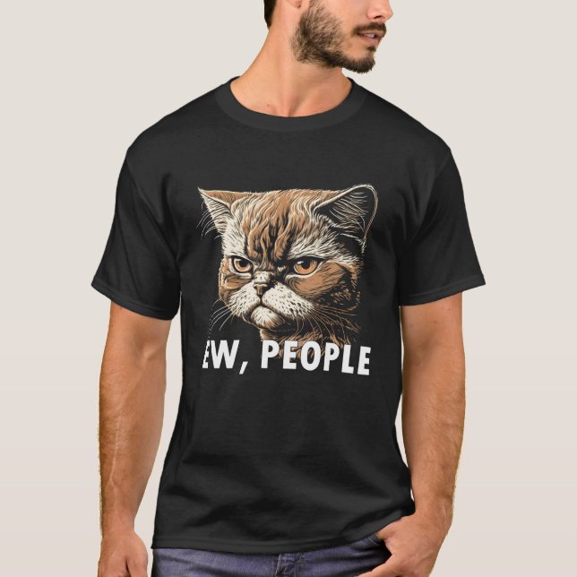 Ew People  Cat Introvert Cat  Graphic T-Shirt (Front)