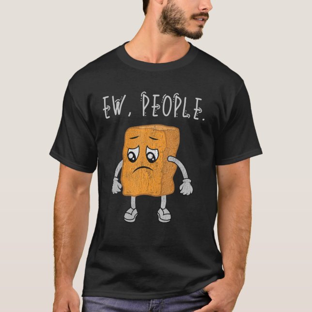 Ew People Chicken Nugget Sad Distressed T-Shirt (Front)