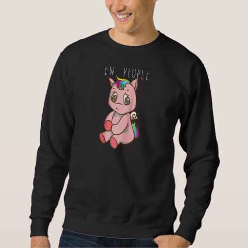 Ew People Cool Introvert Rainbow Unicorns  Raglan Sweatshirt