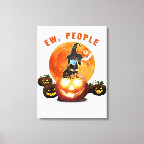 Ew People Dachshund Wearing A Face Mask Halloween Canvas Print