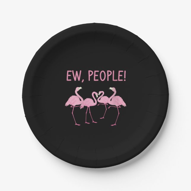Ew People Flamingo Social Distancing Tropical Paper Plates (Front)
