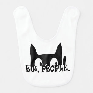 Ew People Funny Black Cat Baby Bib