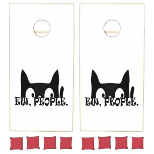 Ew People Funny Black Cat Cornhole Set