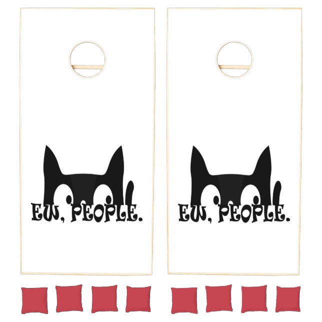 Ew People Funny Black Cat Cornhole Set (Set)