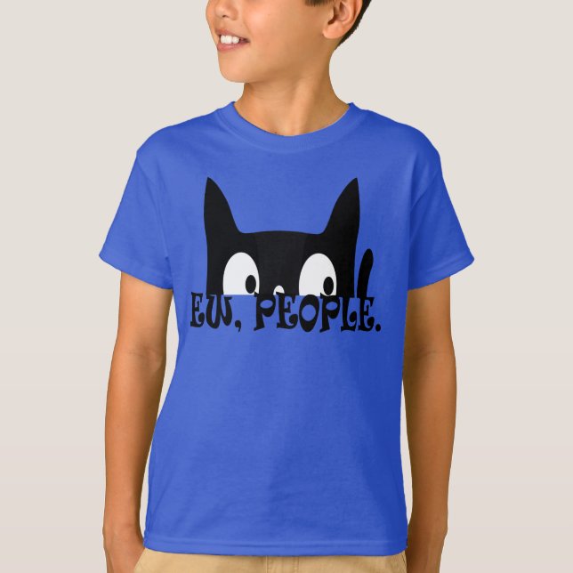 Ew People Funny Black Cat Kids T-Shirt (Front)