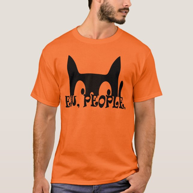 Ew People Funny Black Cat T-Shirt (Front)