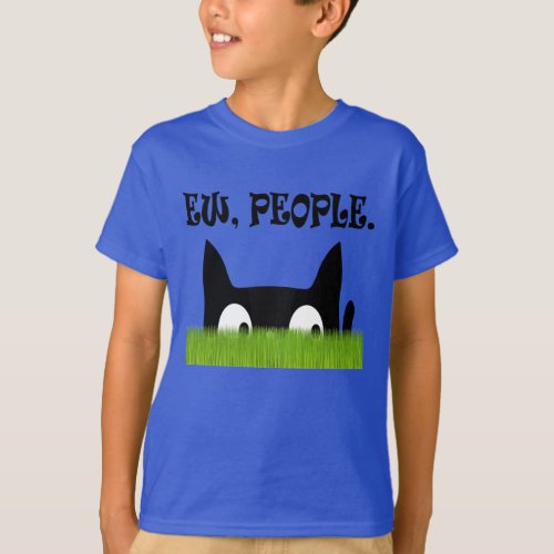 Ew People Funny Cat Green Grass Kids Shirt