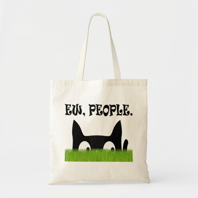Ew People Funny Cat Green Grass Tote Bag (Front)