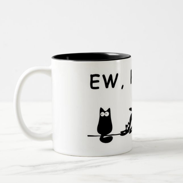 "Ew, People — Funny Cat Mug" Two-Tone Coffee Mug (Left)