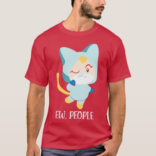 Ew People Funny Cat Wearing Mask introvert cat lov T_Shirt