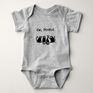 Ew People Funny Meowy Black Cats Baby Bodysuit