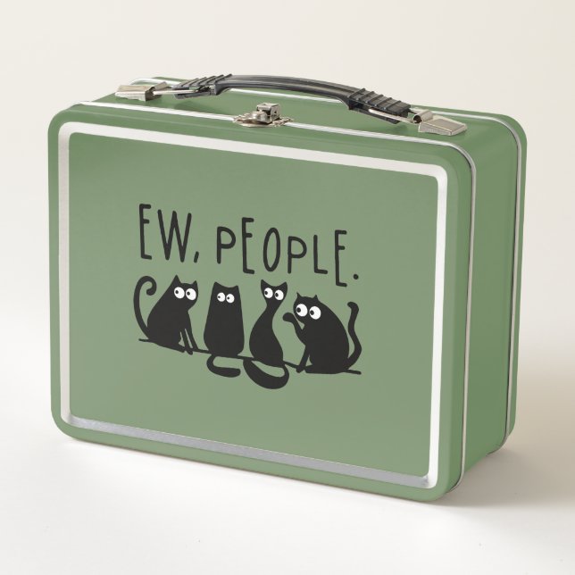 Ew People Funny Meowy Black Cats  Metal Lunch Box
