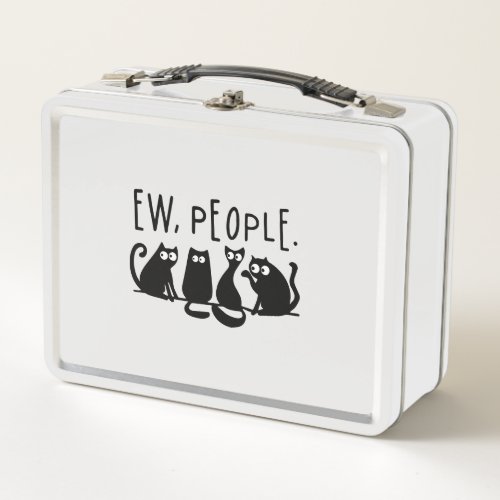 Ew People Funny Meowy Black Cats Metal Lunch Box