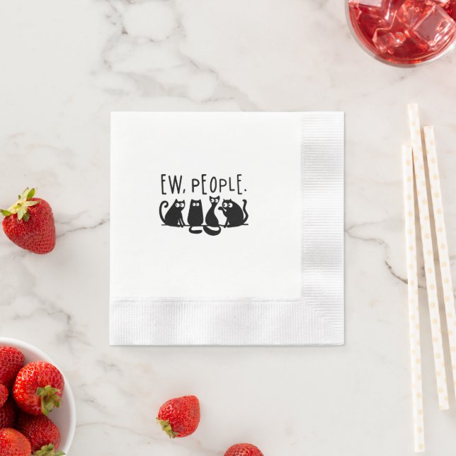 Ew People Funny Meowy Black Cats Napkins (Insitu)