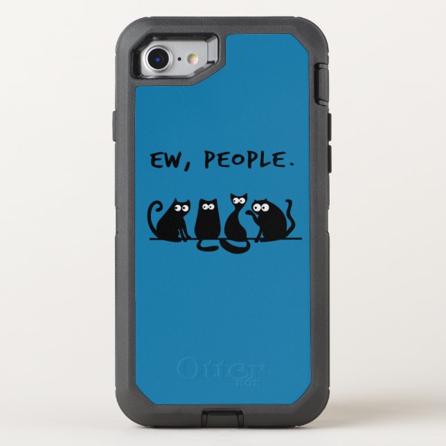 Ew People Funny Meowy Black Cats Otterbox iPhone Case (Back)