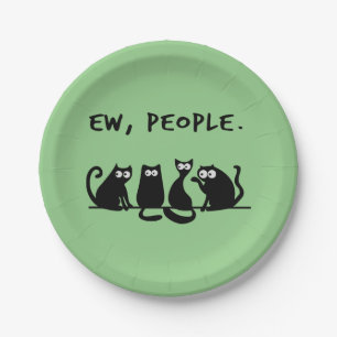 Ew People Funny Meowy Black Cats Paper Plates