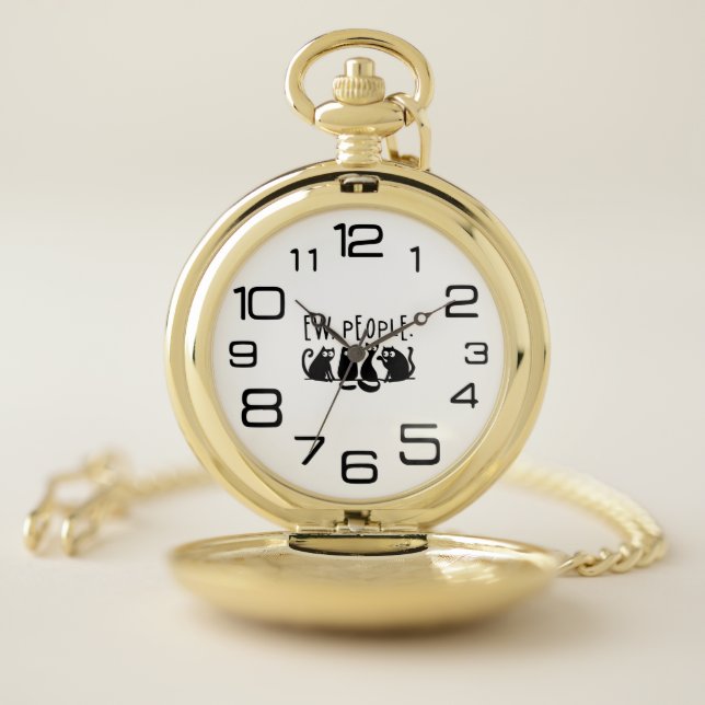 Ew People Funny Meowy Black Cats  Pocket Watch (Inside)