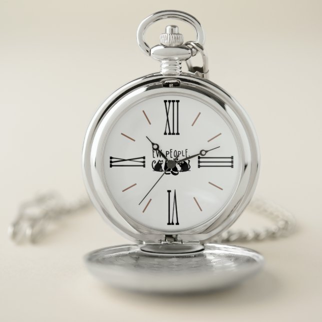 Ew People Funny Meowy Black Cats  Pocket Watch (Inside)
