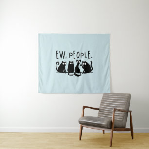 Ew People Funny Meowy Black Cats  Tapestry